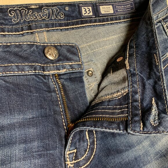 Miss Me Jeans Women’s Size 33 Mid-Rise - Skinny Embellished Denim Jeans - Picture 7 of 14
